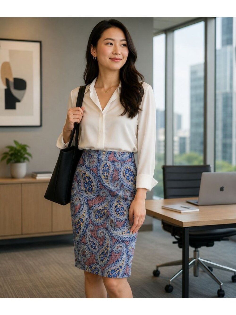 J Crew Women’s No. 2 Pencil Skirt Royal Paisley Blue Red Sz 0 F2183 Career
